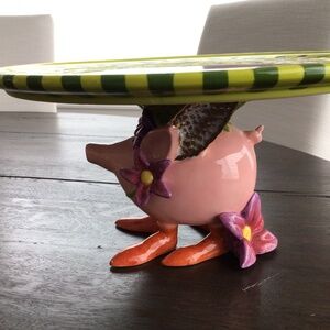 MACKENZIE-CHILDS PATIENCE BREWSTER ROSE LOVES A PARTY CAKE PLATE